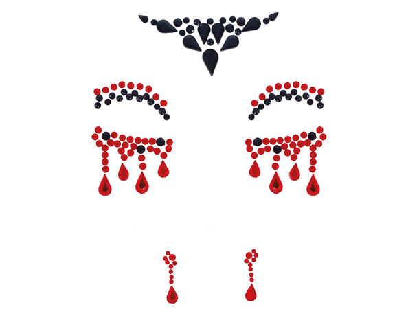 Ansiktskrystaller - Vampyr 1 Ark med selvklebende stener - 13x15cm 