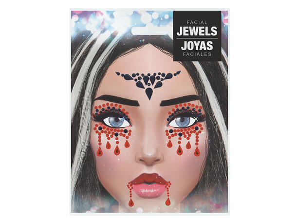 Ansiktskrystaller - Vampyr 1 Ark med selvklebende stener - 13x15cm 