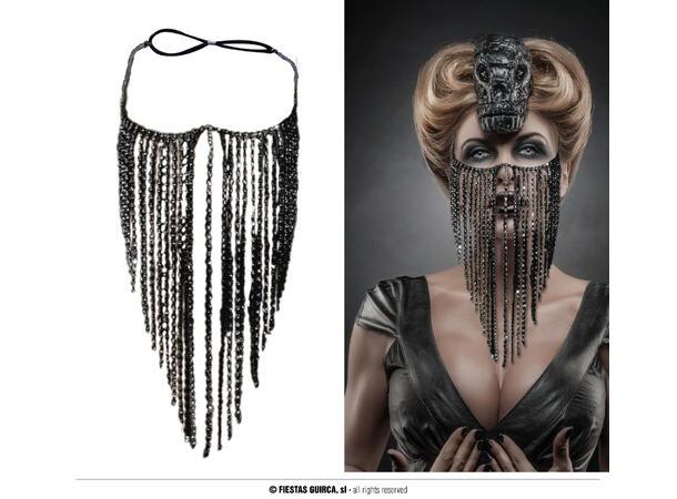 Ansiktsslør i metall - sort 1 Slør i metall - 30x23 