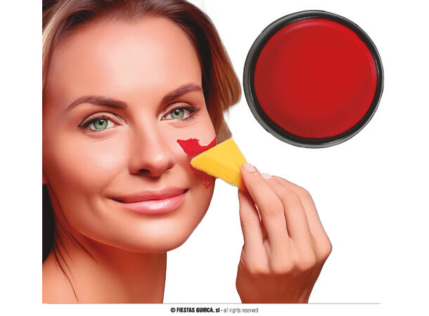 Ansiktssminke med svamp - Rød 1 Boks sminke - 9g 