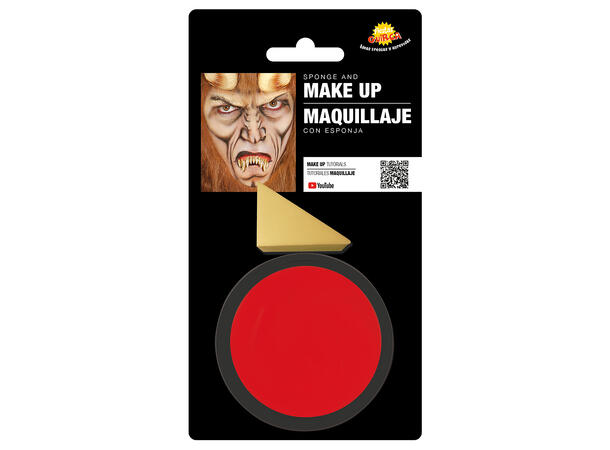 Ansiktssminke med svamp - Rød 1 Boks sminke - 9g 