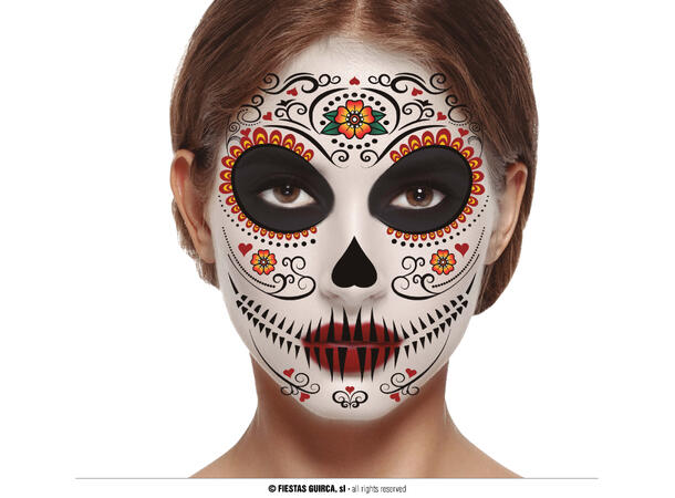 Ansiktstatovering - Day of The Dead 1 Ark med tatoveringer - 30x14cm 