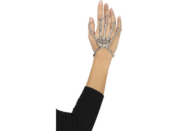 Armbånd/ringer - Skjeletthånd i sølv 1 Armbånd og 5 ringer i metall 