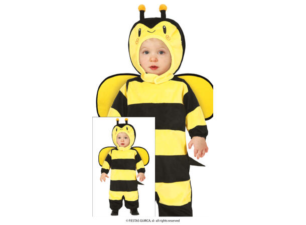 Baby Bie - Sort/Gul 1 Babykostyme - Str 18-24 Mnd 