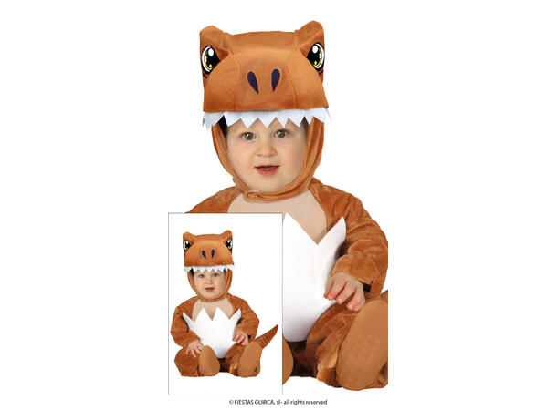 Baby Dinosaur - Brun 1 Babykostyme til gutt - Str 12-18 Mnd 