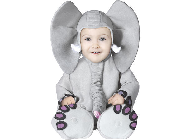 Baby Elefant - Grå 1 Babykostyme - Str 18-24 Mnd 