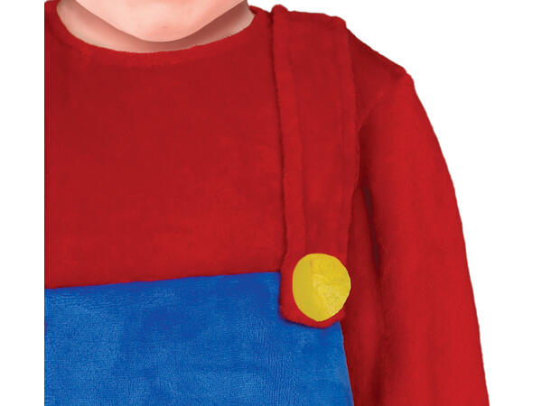 Baby Italiensk rørlegger - rød/blå 1 Babykostyme til gutt - Str 12-18 Mnd 