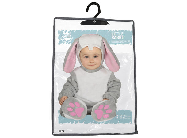 Baby Kanin - Grå/Hvit 1 Babykostyme - Str 18-24 Mnd 