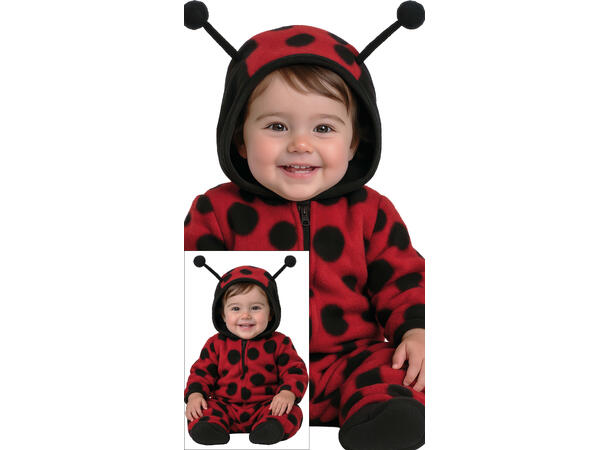 Baby Marihøne - Rød/Sort 1 Babykostyme - Str 12-18 Mnd 