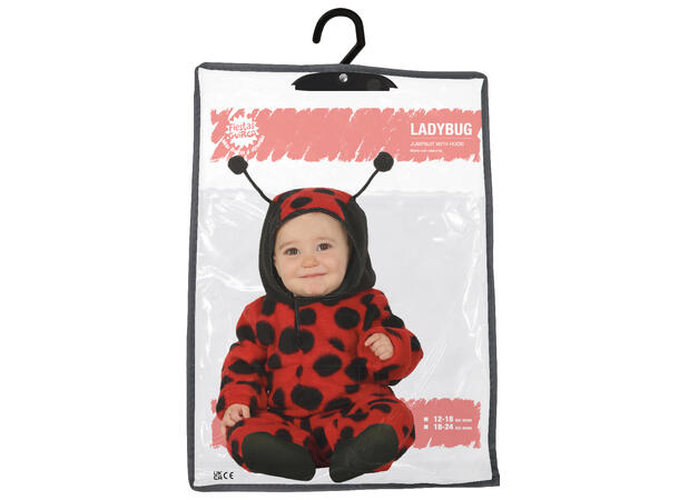 Baby Marihøne - Rød/Sort 1 Babykostyme - Str 12-18 Mnd 