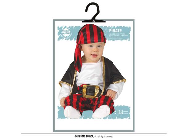 Baby Pirat - rød/svart/gull 1 Babykostyme til gutt - Str 2-3 År 