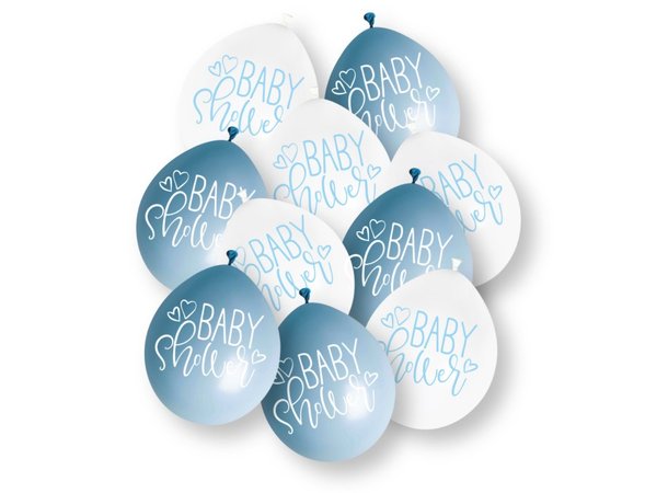 Baby Shower - Blå - 2 farger assotert 10 Gummiballonger - 25cm (10")