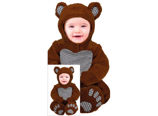 Baby Teddybjørn - Brun 1 Babykostyme - Str 18-24 Mnd 