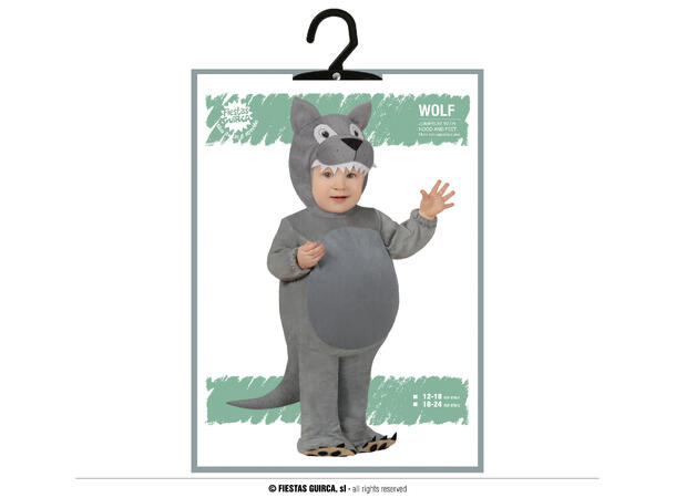 Baby Ulv - Grå 1 Babykostyme - Str 2-3 År 