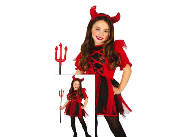 Barnekjole - Søt djevel - Rød/sort 1 Barnekostyme til jente - Str 3-4 År 