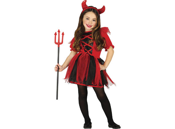 Barnekjole - Søt djevel - Rød/sort 1 Barnekostyme til jente - Str 3-4 År 