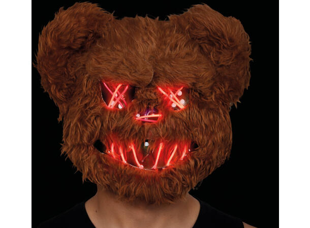 Bjørnemaske med lys og hår 1 Maske i PVC 