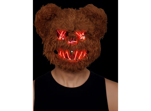 Bjørnemaske med lys og hår 1 Maske i PVC 