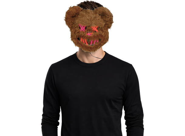 Bjørnemaske med lys og hår 1 Maske i PVC 