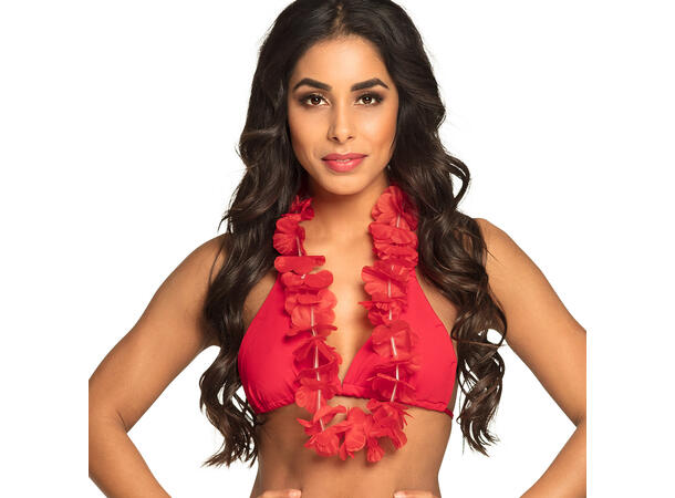 Blomsterkrans Hawaii - Rød 1 Blomsterkrans i plast 