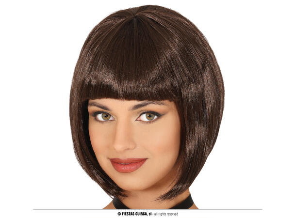Bobparykk - Brun 1 Parykk i syntetisk hår - 100gr - Dame 