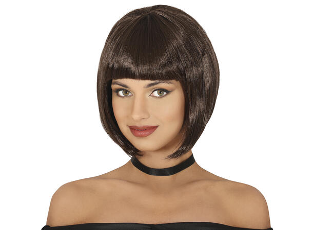 Bobparykk - Brun 1 Parykk i syntetisk hår - 100gr - Dame 