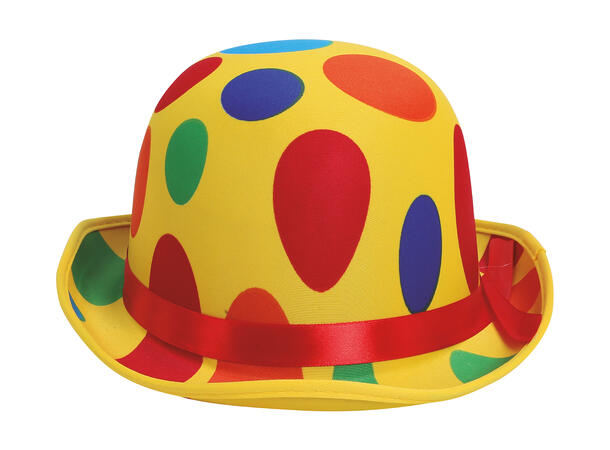 Bowlerhatt - Klovn m/prikker 1 Hatt i filt til voksen - Onesize 