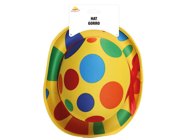 Bowlerhatt - Klovn m/prikker 1 Hatt i filt til voksen - Onesize 