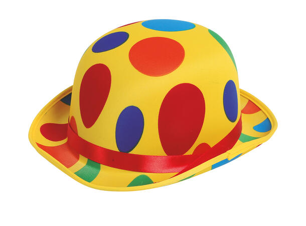 Bowlerhatt - Klovn m/prikker 1 Hatt i filt til voksen - Onesize 