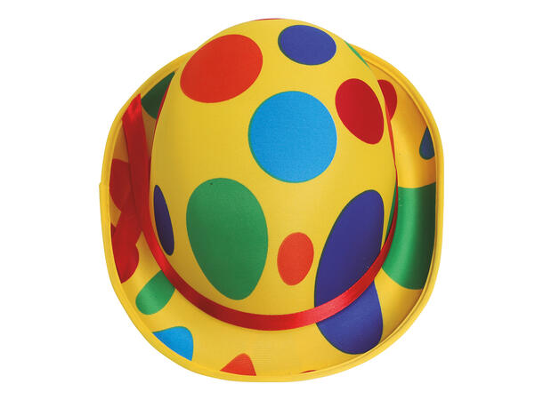 Bowlerhatt - Klovn m/prikker 1 Hatt i filt til voksen - Onesize 