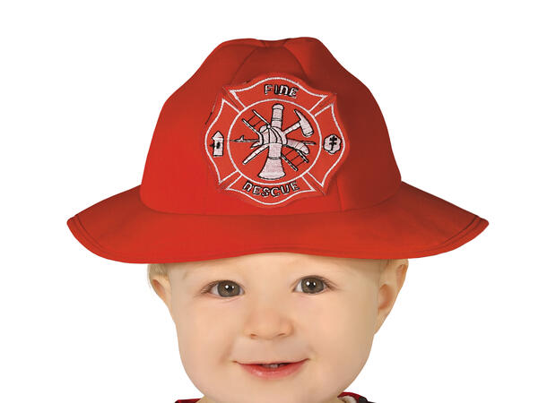 Brannmann - Kjeledress og hatt - Rød 1 Babykostyme - Str 2-3 År 