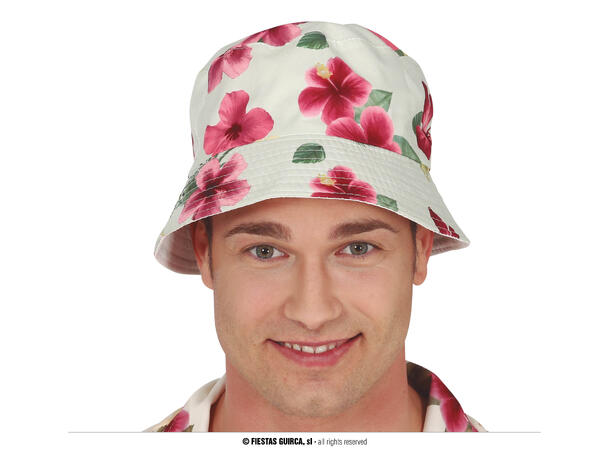Bøttehatt - Sommerblomster - Rosa/Hvit 1 Hatt i polyester til voksen 