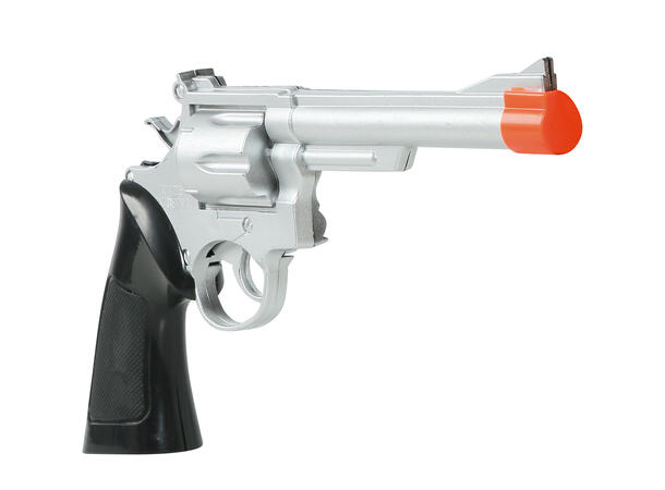 Cowboy - revolver - Sølv/sort 1 Lekepistol i plast - 32cm 