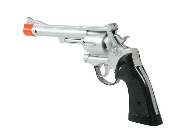 Cowboy - revolver - Sølv/sort 1 Lekepistol i plast - 32cm 
