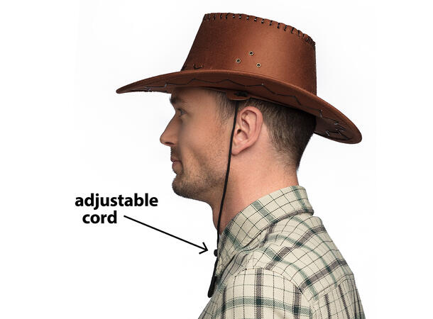 Cowboyhatt - Brun - Lærlook 1 Hatt til voksen - Onesize 