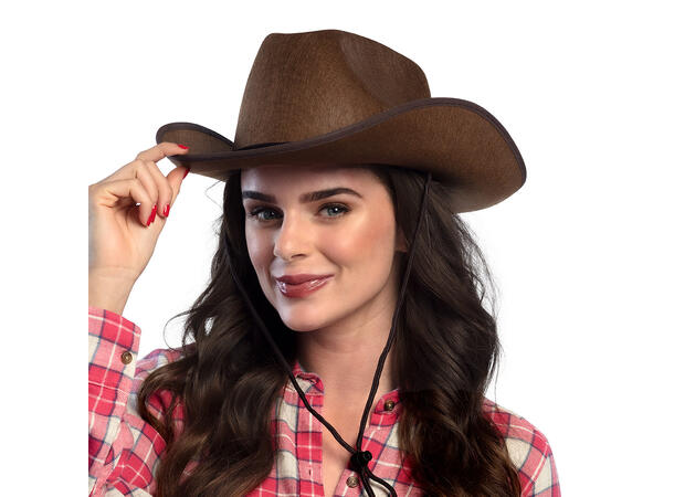 Cowboyhatt - Brun 1 Hatt til voksen - Onesize 