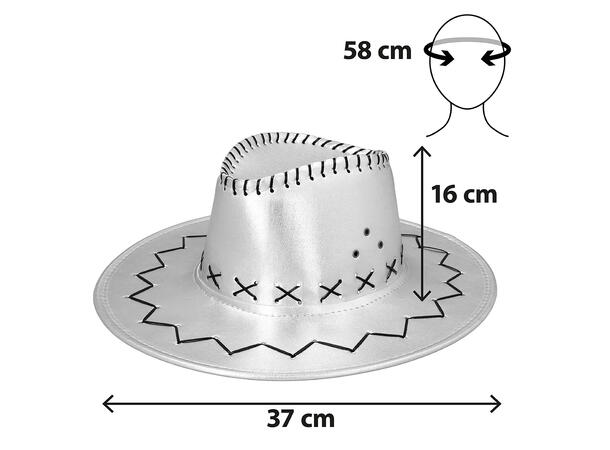 Cowboyhatt - Sølv- Lærlook 1 Hatt til voksen - Onesize 