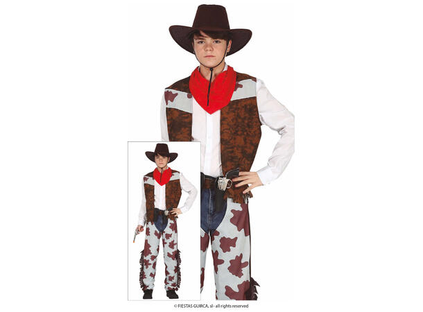 Cowboykostyme - Vest og Chaps 1 Kostyme til gutt -Str 14-16 År (168cm) 