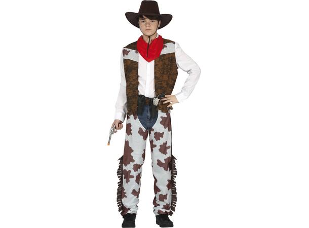 Cowboykostyme - Vest og Chaps 1 Kostyme til gutt -Str 14-16 År (168cm) 