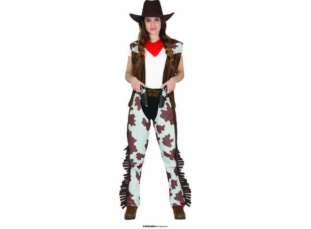 Cowboykostyme - Vest og Chaps 1 Kostyme til gutt -Str 14-16 År (168cm) 
