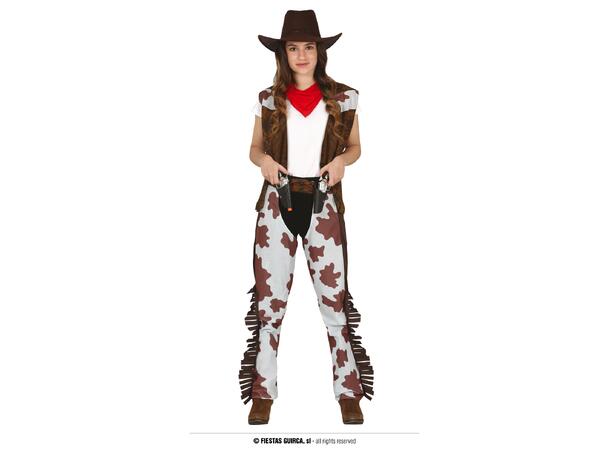 Cowboykostyme - Vest og Chaps 1 Kostyme til gutt -Str 14-16 År (168cm) 