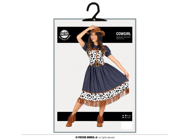 Cowgirl - Kjole og vest - blå 1 Damekostyme - str 38-40 (M) 