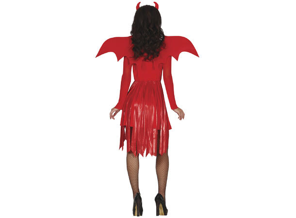 Djevelkostyme - Rød kjole m/vinger/horn 1 Damekostyme - str 42-44 (L) 