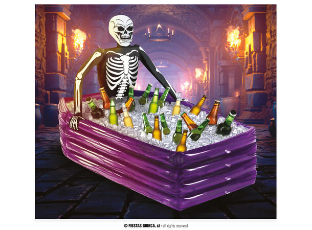 Drikkekjøler - Kiste m/Skjelett 1 Oppblåsbar dekorasjon - 100x35cm 