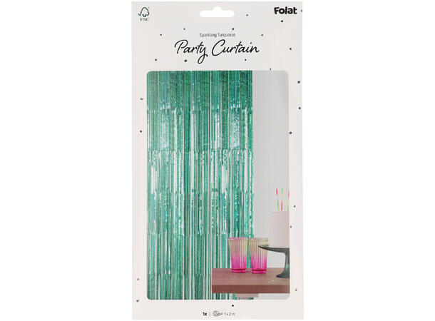 Dørgardin - Frynset - Sparkling Turquise 1 Folie dørgardin - 2x1m