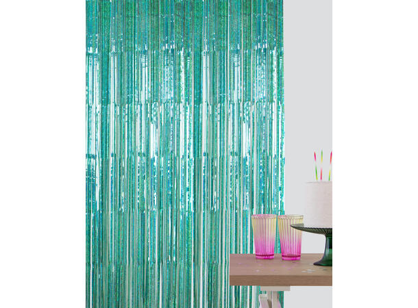 Dørgardin - Frynset - Sparkling Turquise 1 Folie dørgardin - 2x1m