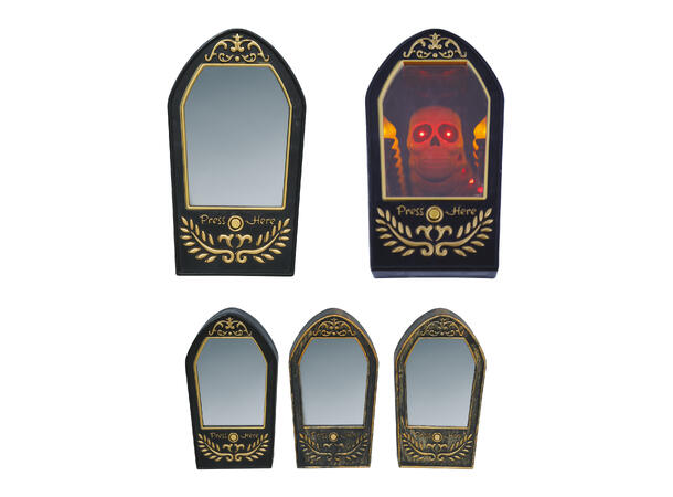 Dørklokke - Speil m/Hodeskalle Dørklokke m/Lyd og lys - 19x10cm 