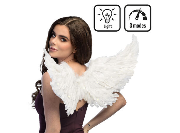 Englevinger m/LED-lys - Hvit 1 Par vinger - 80x37cm 