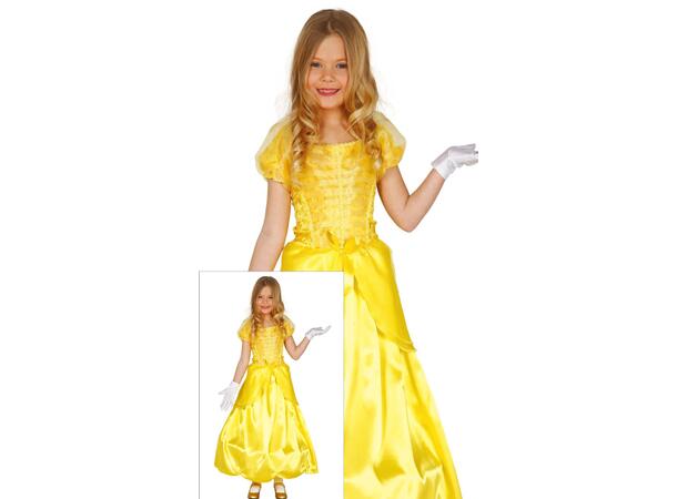 Eventyrprinsesse - Gul lang kjole 1 Barnekostyme til jente - Str 5-6 År 