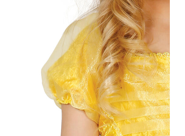 Eventyrprinsesse - Gul lang kjole 1 Barnekostyme til jente - Str 5-6 År 